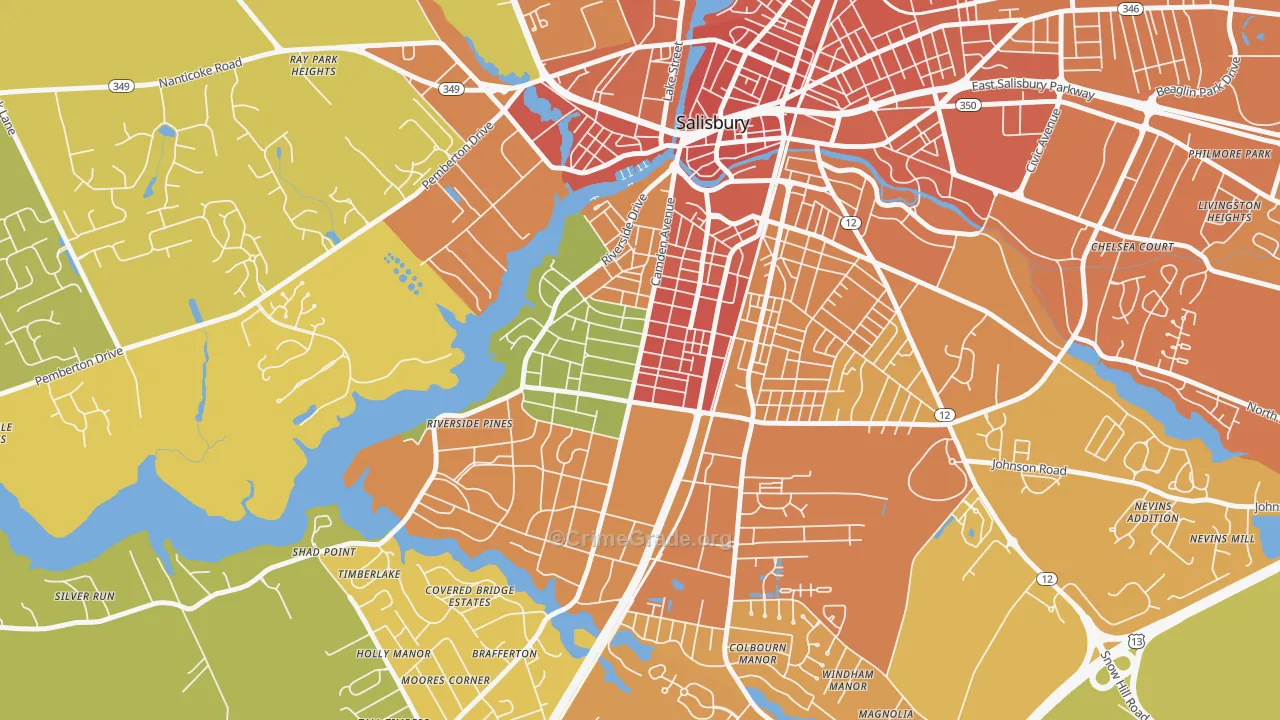 Camden, Salisbury, MD Map of Assault Rates