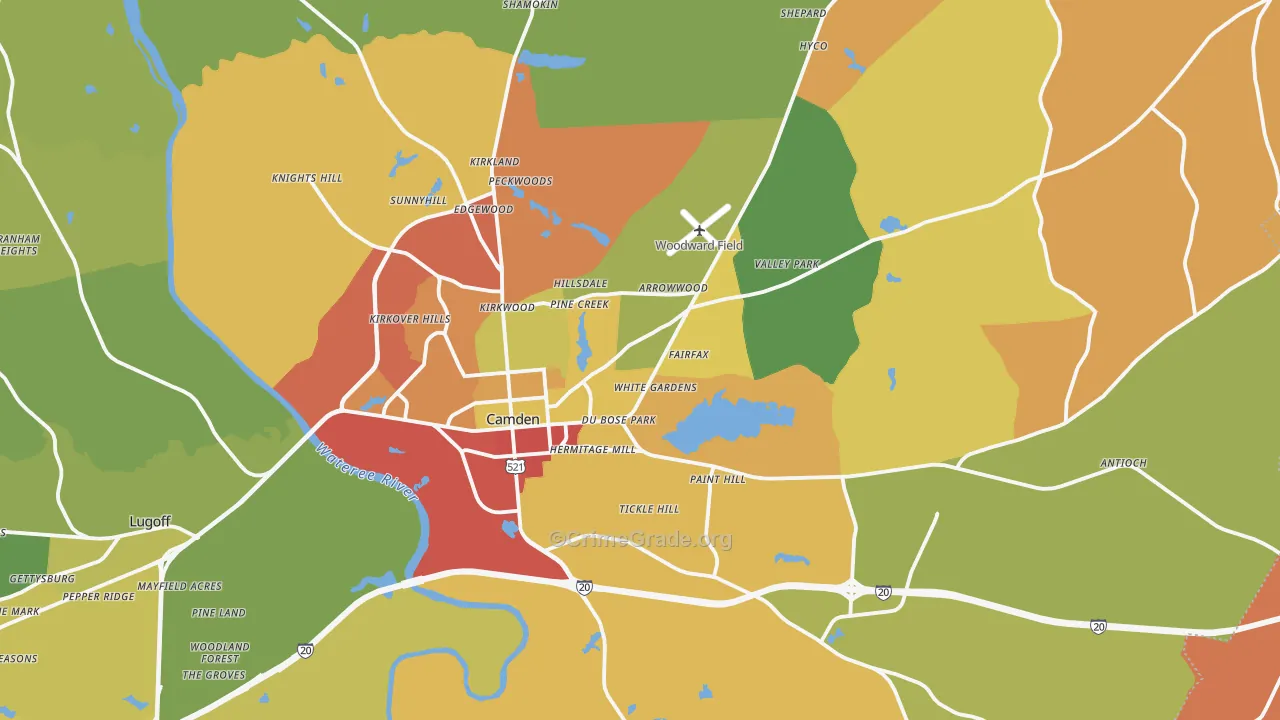 Camden, SC Map of Assault Rates