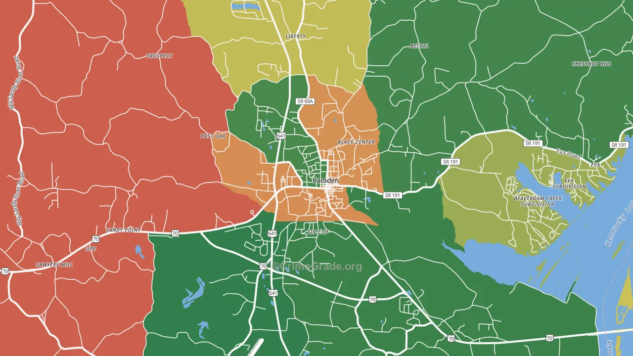 Camden, TN Map of Assault Rates