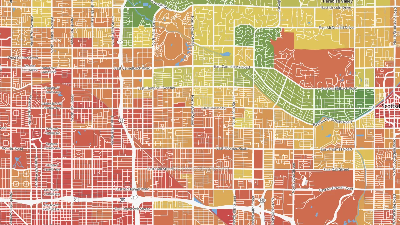 Camelback East, Phoenix, AZ Map of Assault Rates