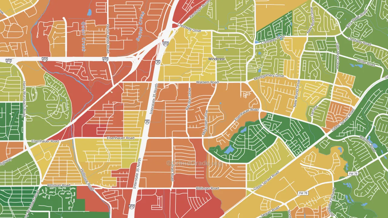 Camelot, San Antonio, TX Map of Assault Rates