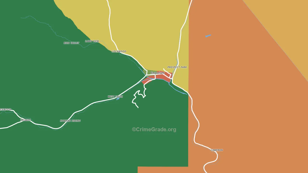 Cameron County, PA Map of Assault Rates