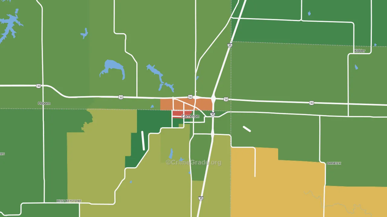 Cameron, MO Map of Assault Rates