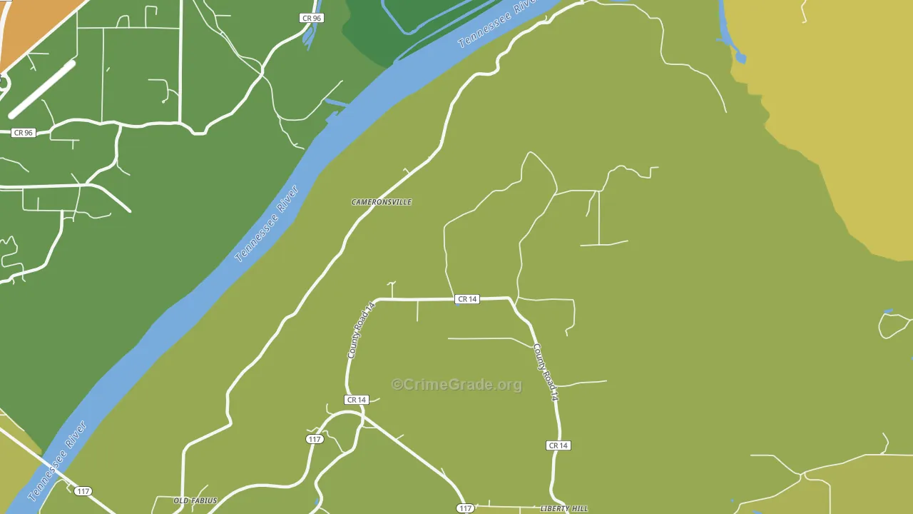 Cameronsville, AL Map of Assault Rates