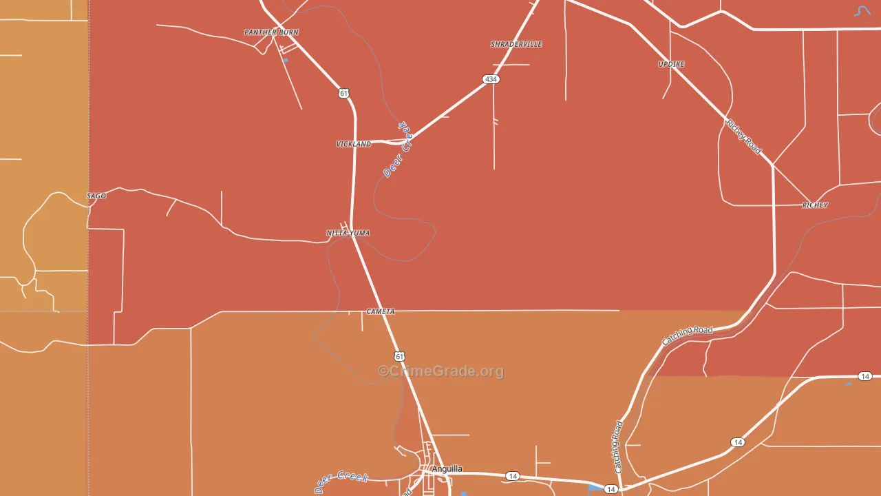 Cameta, MS Map of Assault Rates