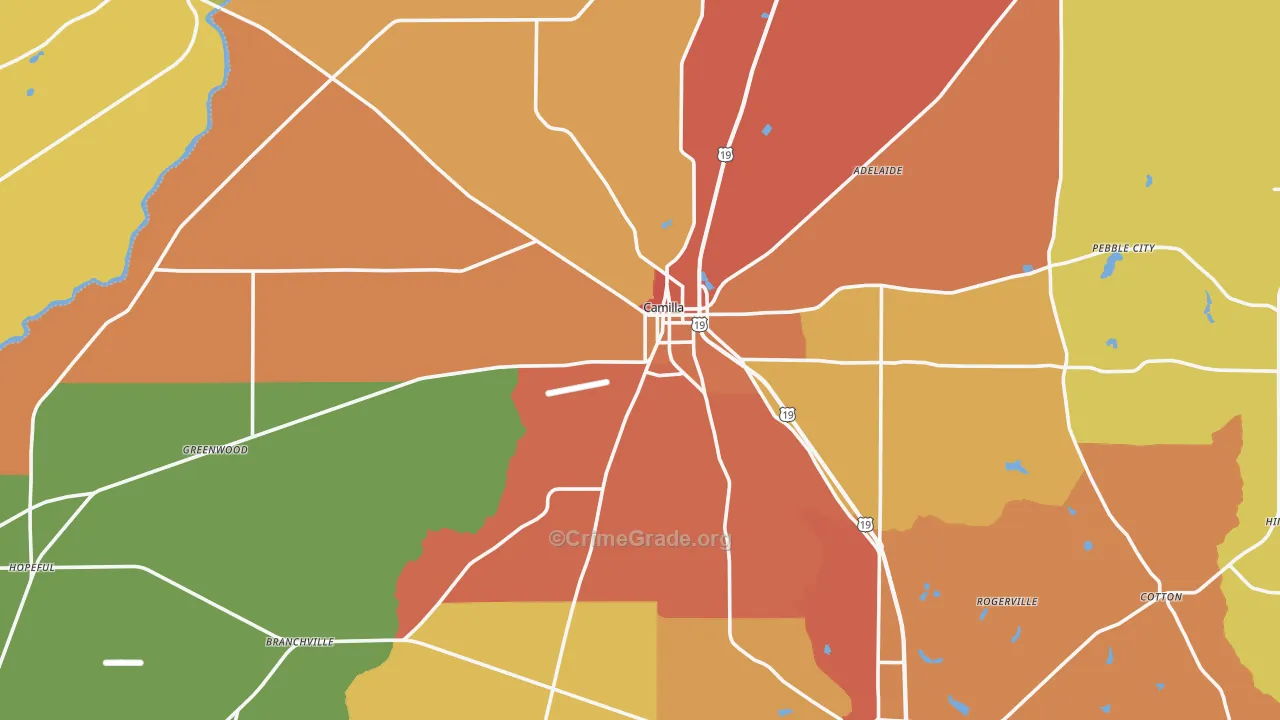 Camilla, GA Map of Assault Rates