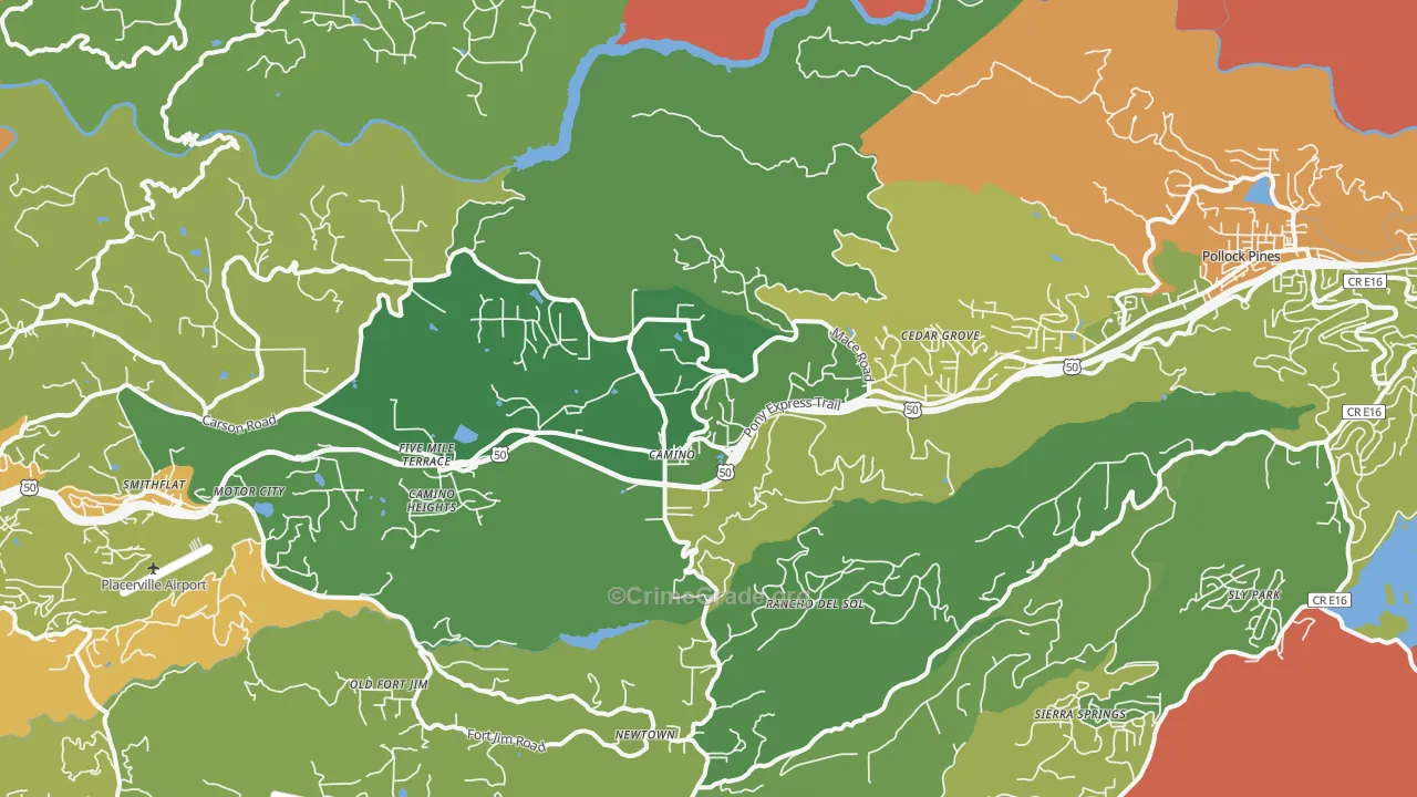 Camino, CA Map of Assault Rates