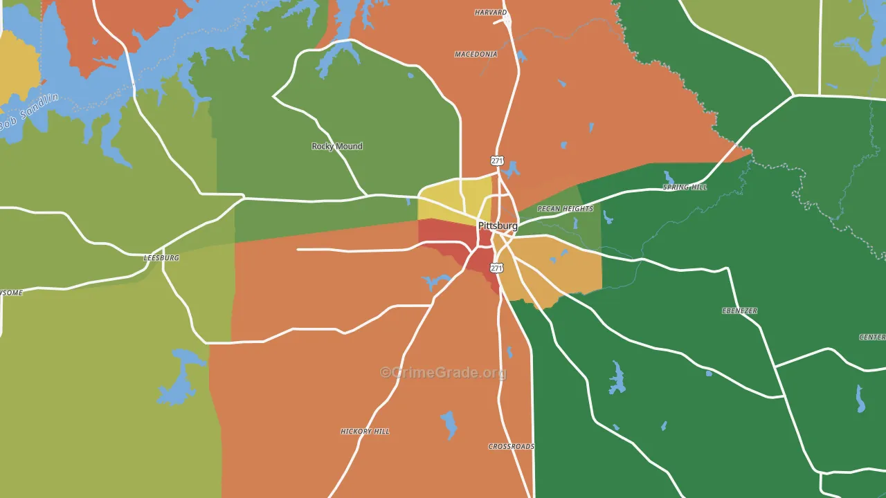 Camp County, TX Map of Assault Rates