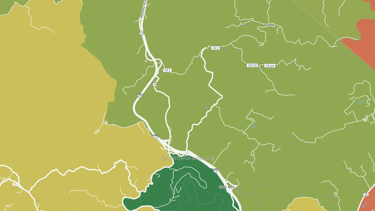 Camp Creek, WV Map of Assault Rates