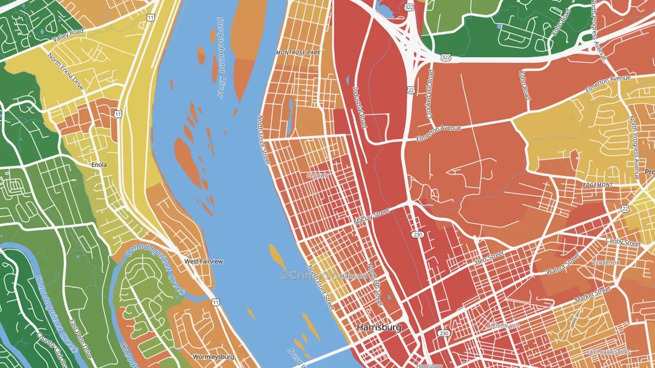 Camp Curtin, Harrisburg, PA Map of Assault Rates
