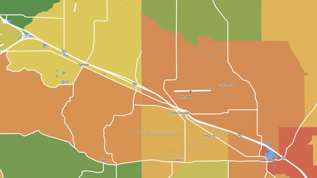 Camp Douglas, WI Map of Assault Rates
