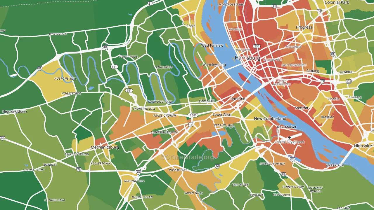 Camp Hill, PA Map of Assault Rates