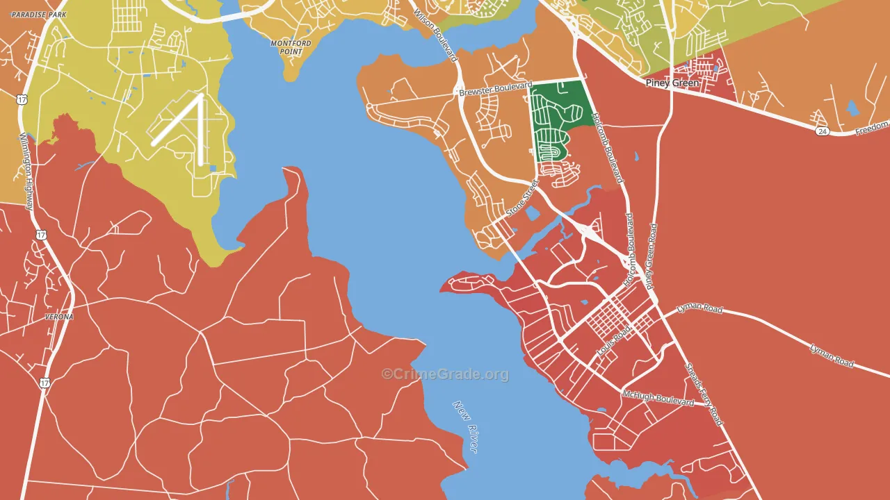 Camp Lejeune, NC Map of Assault Rates