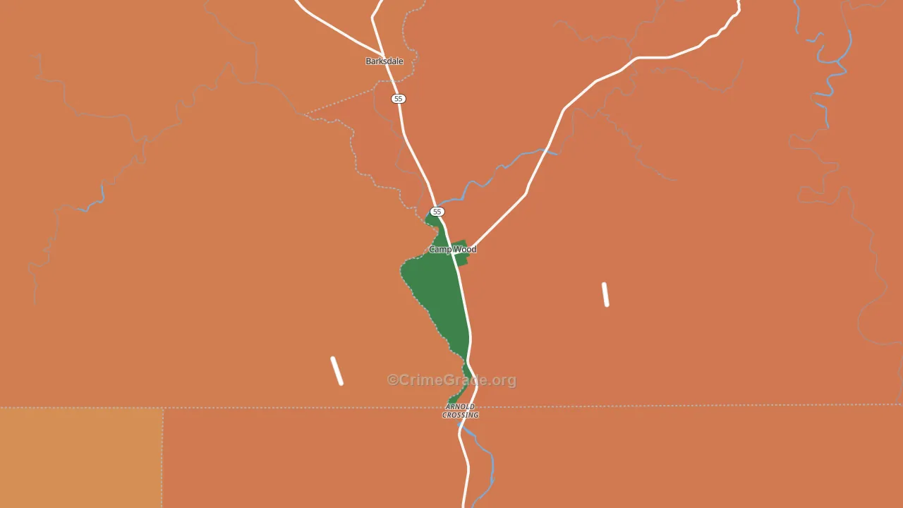 Camp Wood, TX Map of Assault Rates