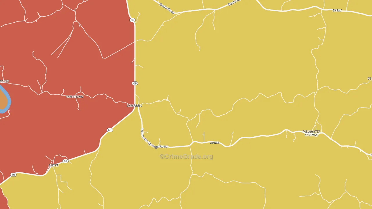 Campbell, AL Map of Assault Rates