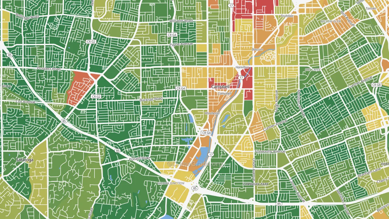 Campbell, CA Map of Assault Rates