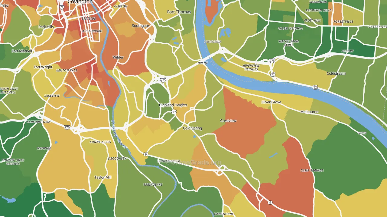 Campbell County, KY Map of Assault Rates