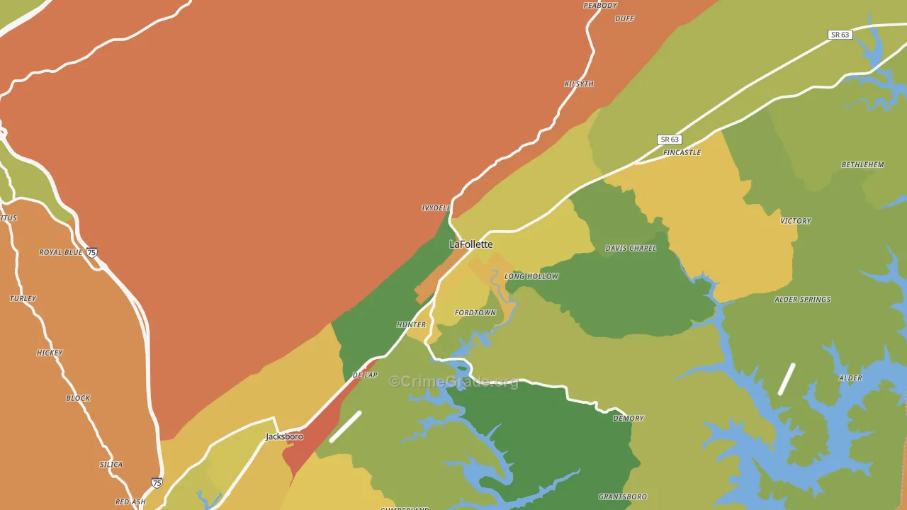Campbell County, TN Map of Assault Rates