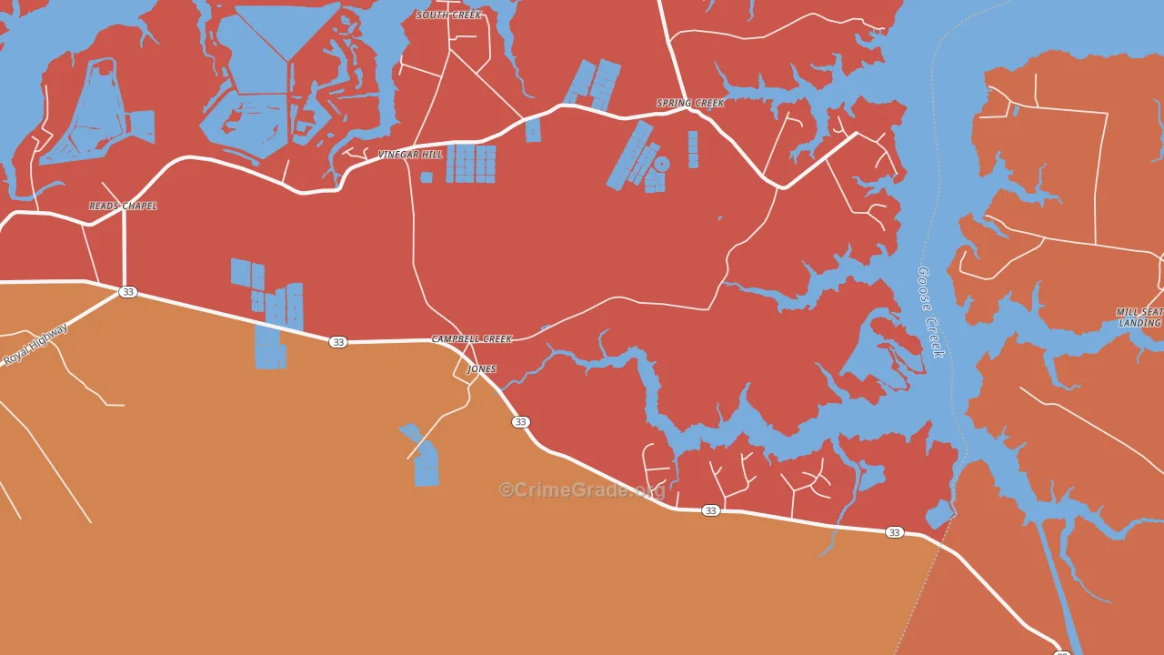 Campbell Creek, NC Map of Assault Rates
