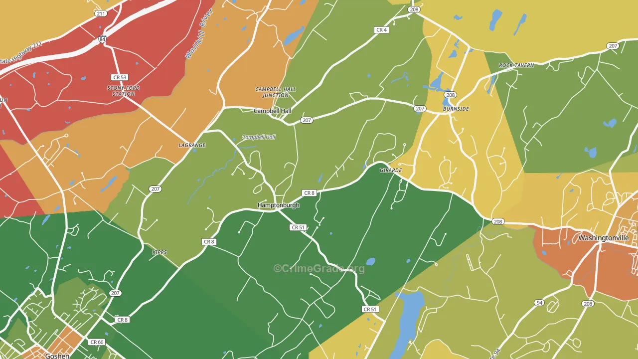 Campbell Hall, NY Map of Assault Rates