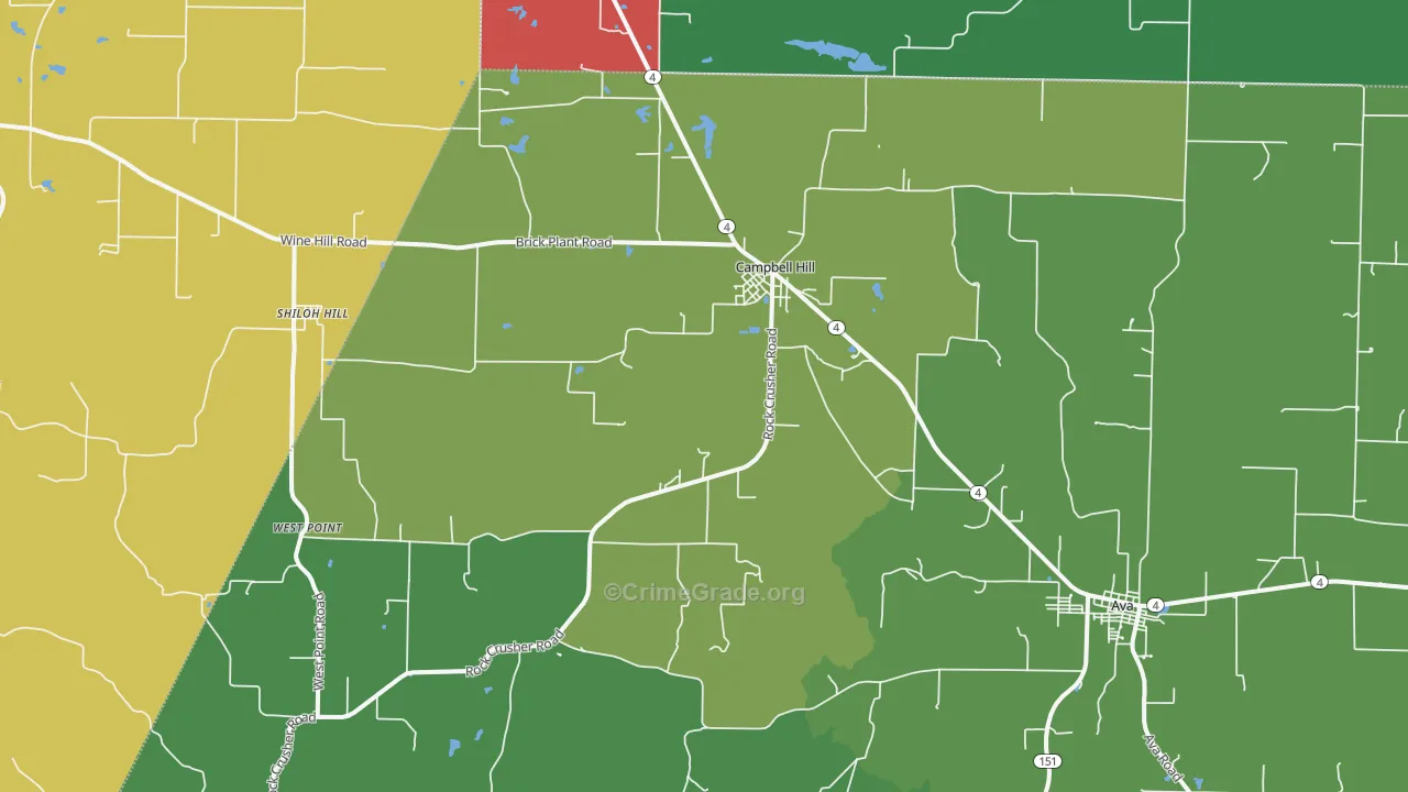 Campbell Hill, IL Map of Assault Rates