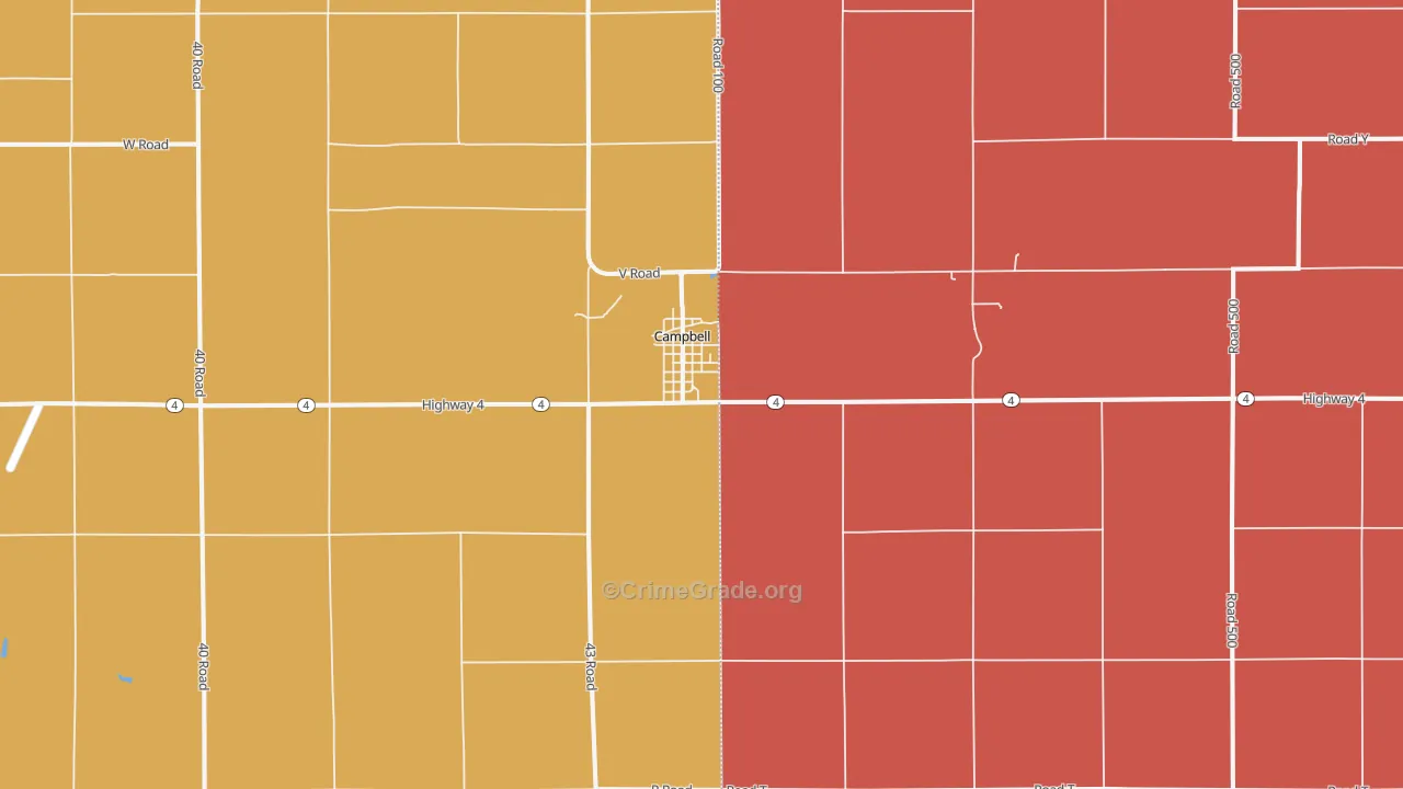 Campbell, NE Map of Assault Rates