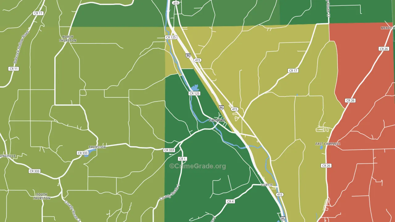 Campbell, NY Map of Assault Rates