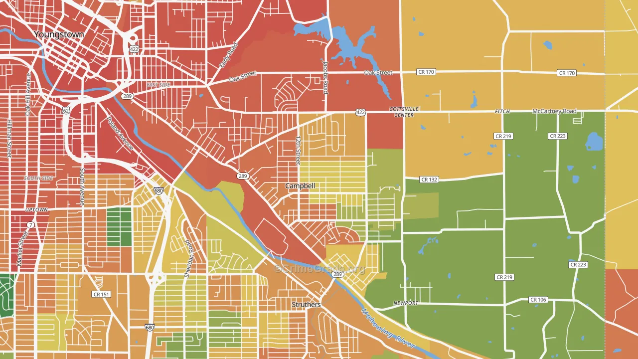 Campbell, OH Map of Assault Rates