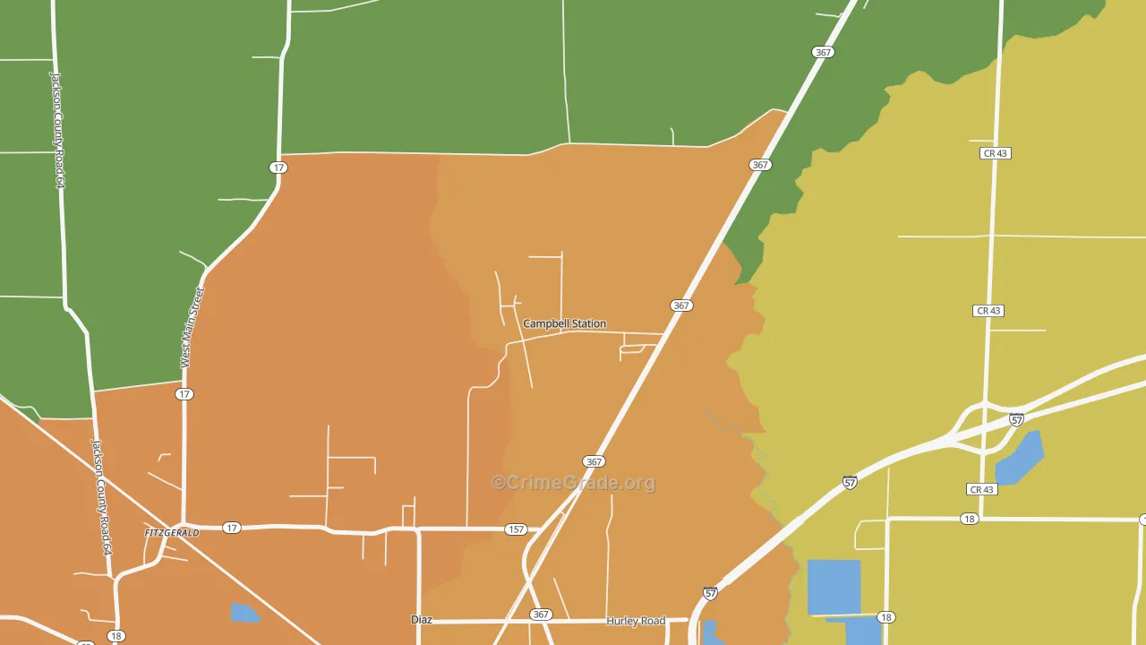 Campbell Station, AR Map of Assault Rates