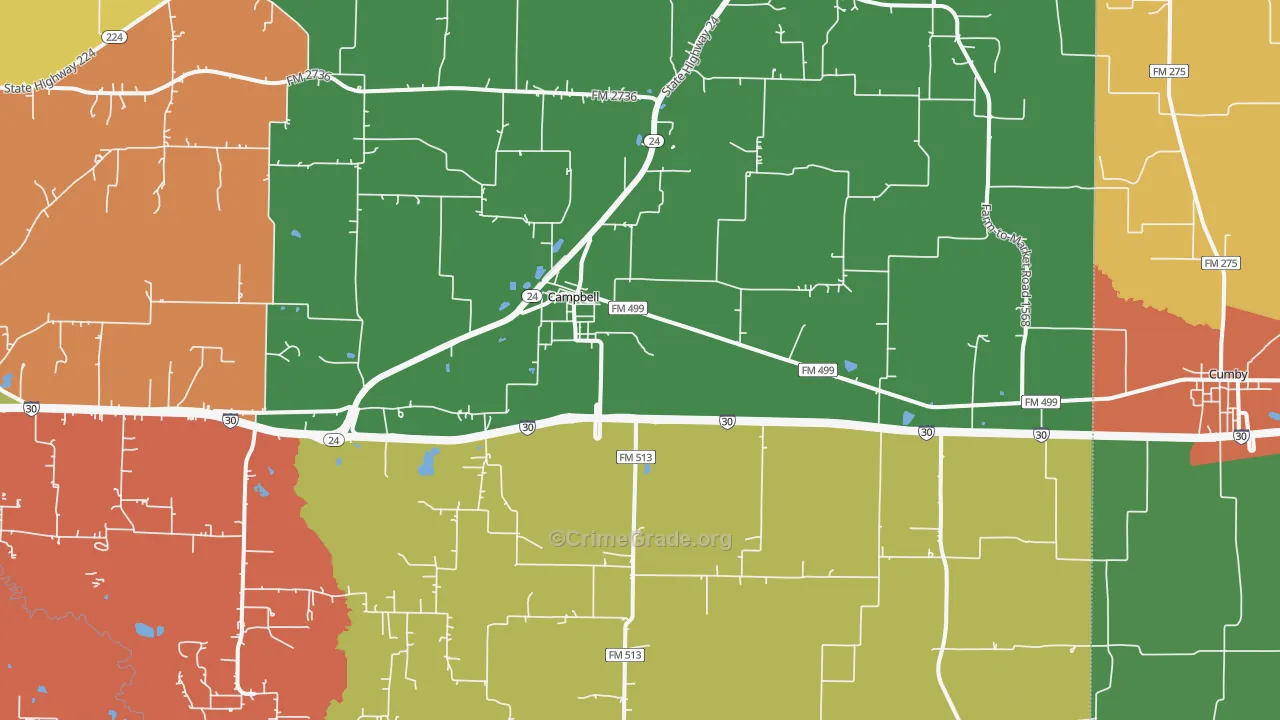 Campbell, TX Map of Assault Rates