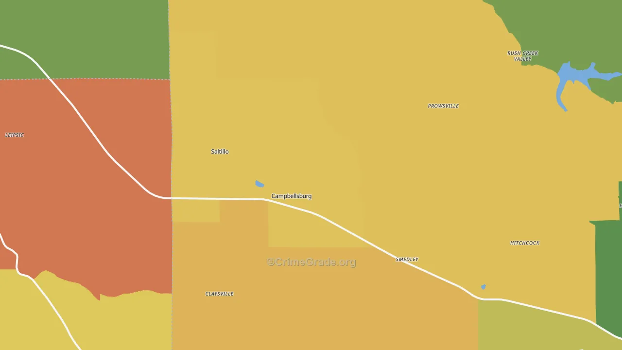 Campbellsburg, IN Map of Assault Rates