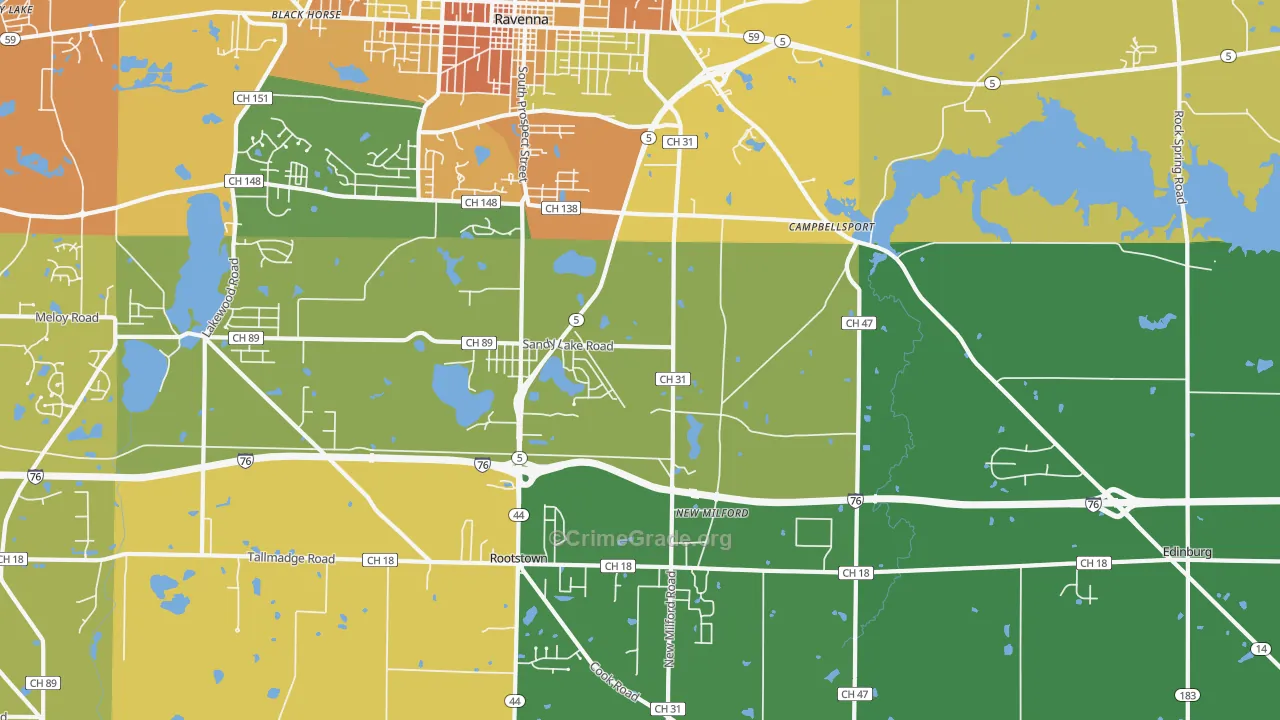 Campbellsport, OH Map of Assault Rates