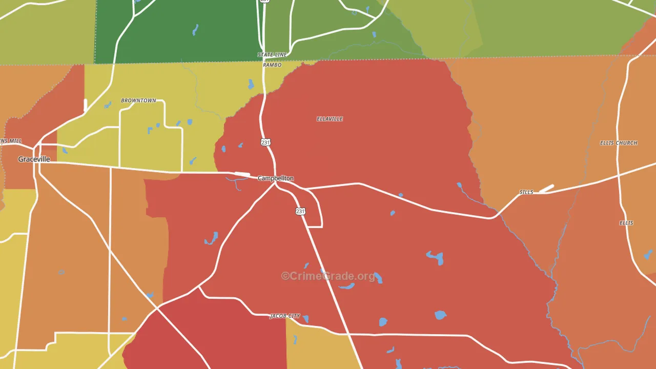 Campbellton, FL Map of Assault Rates