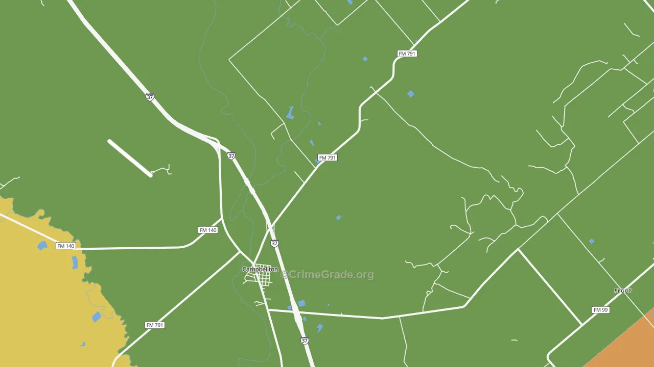 Campbellton, TX Map of Assault Rates