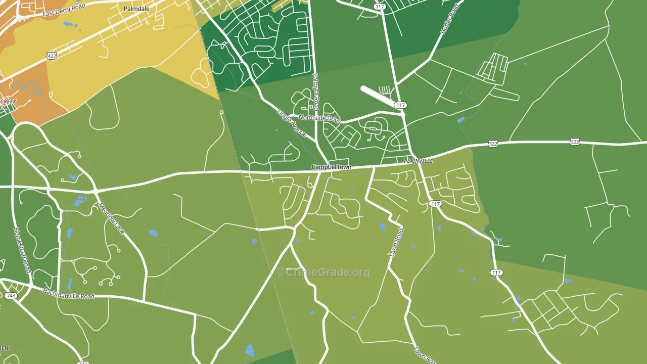 Campbelltown, PA Map of Assault Rates