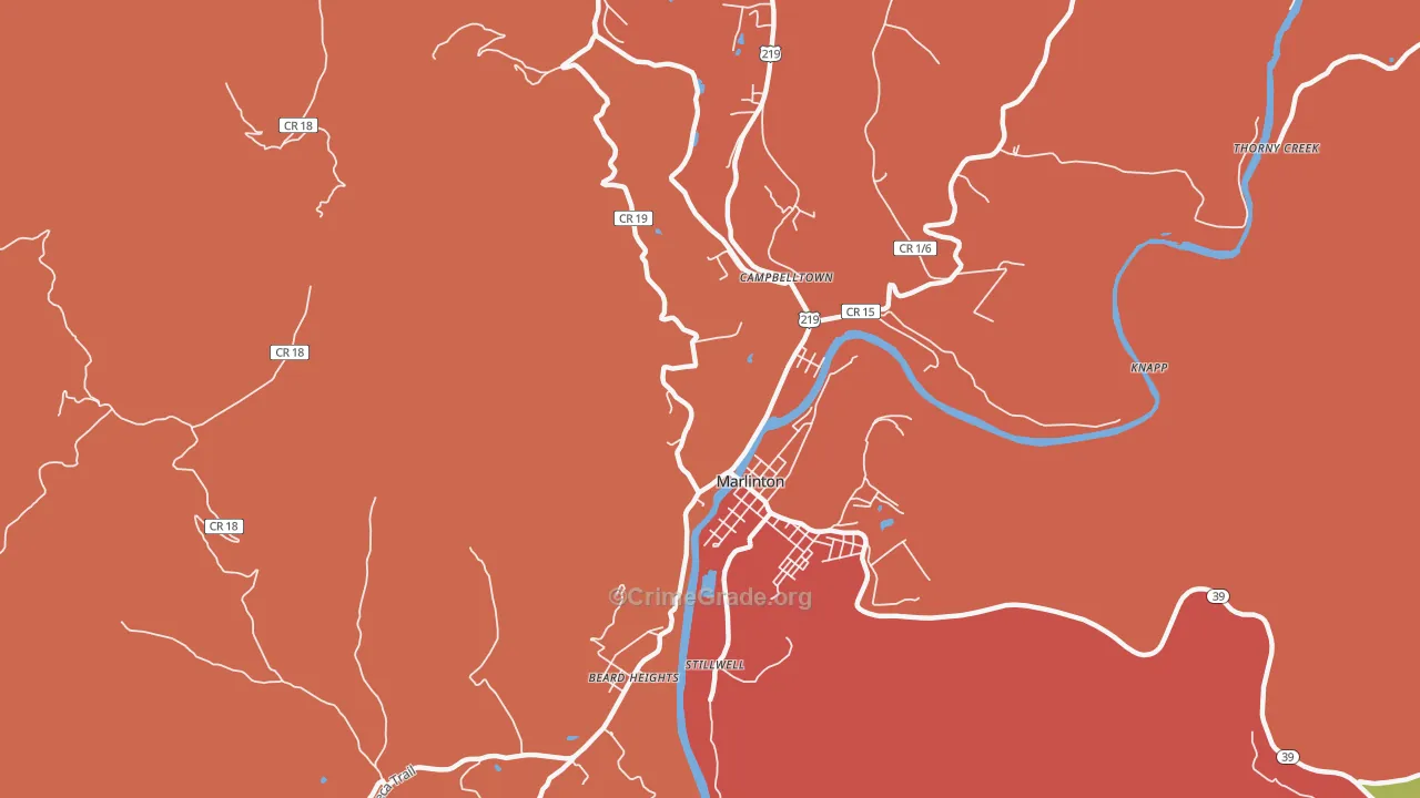 Campbelltown, WV Map of Assault Rates