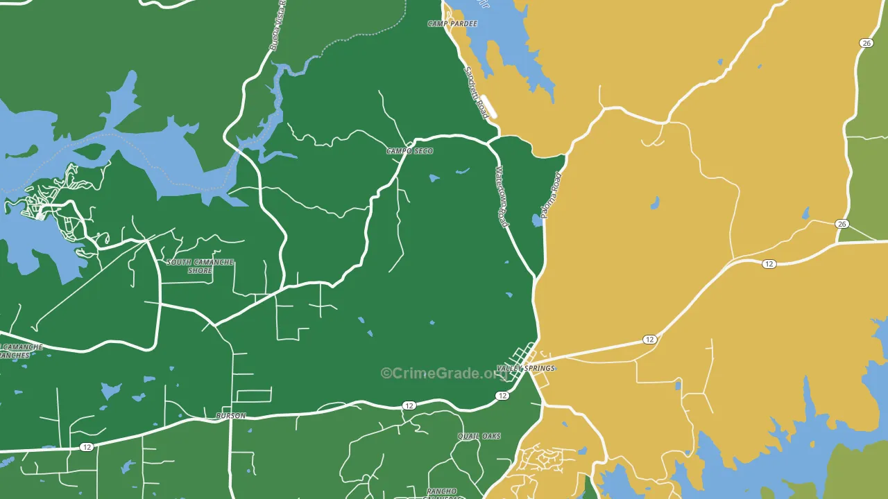 Campo Seco, CA Map of Assault Rates