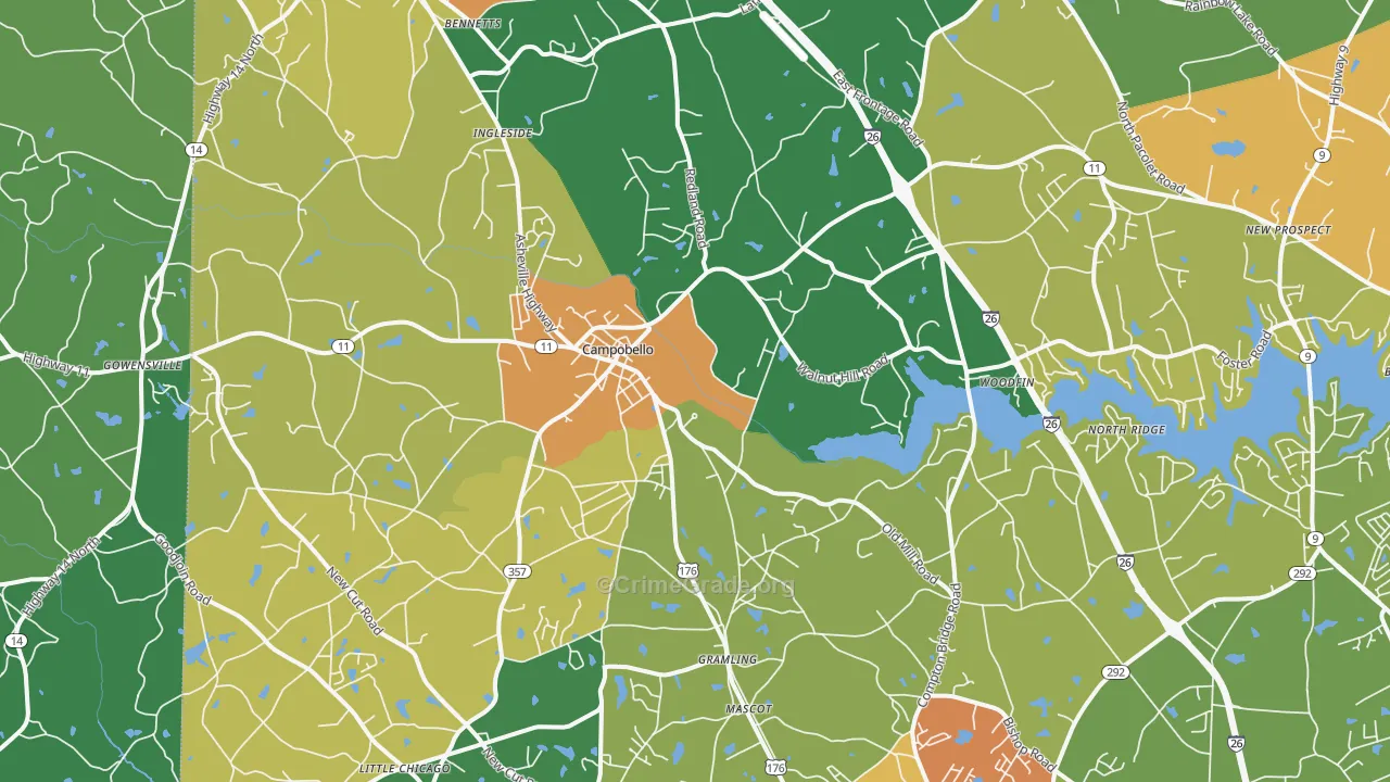 Campobello, SC Map of Assault Rates