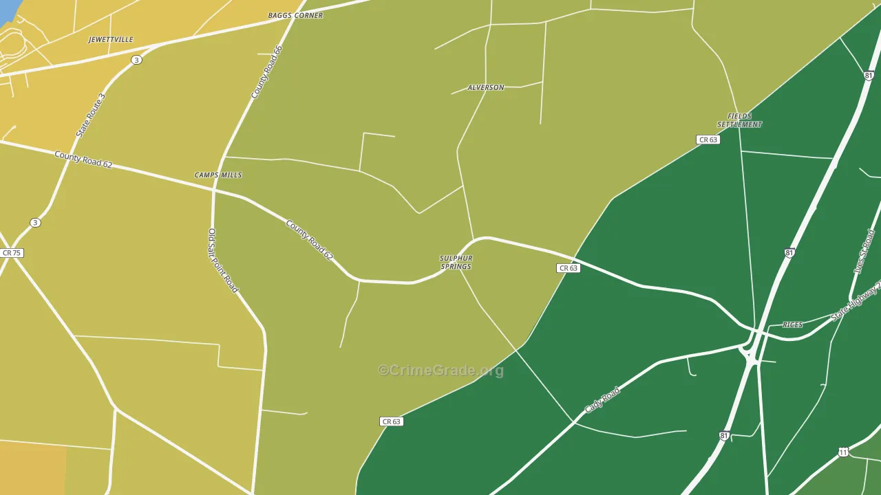 Camps Mills, NY Map of Assault Rates