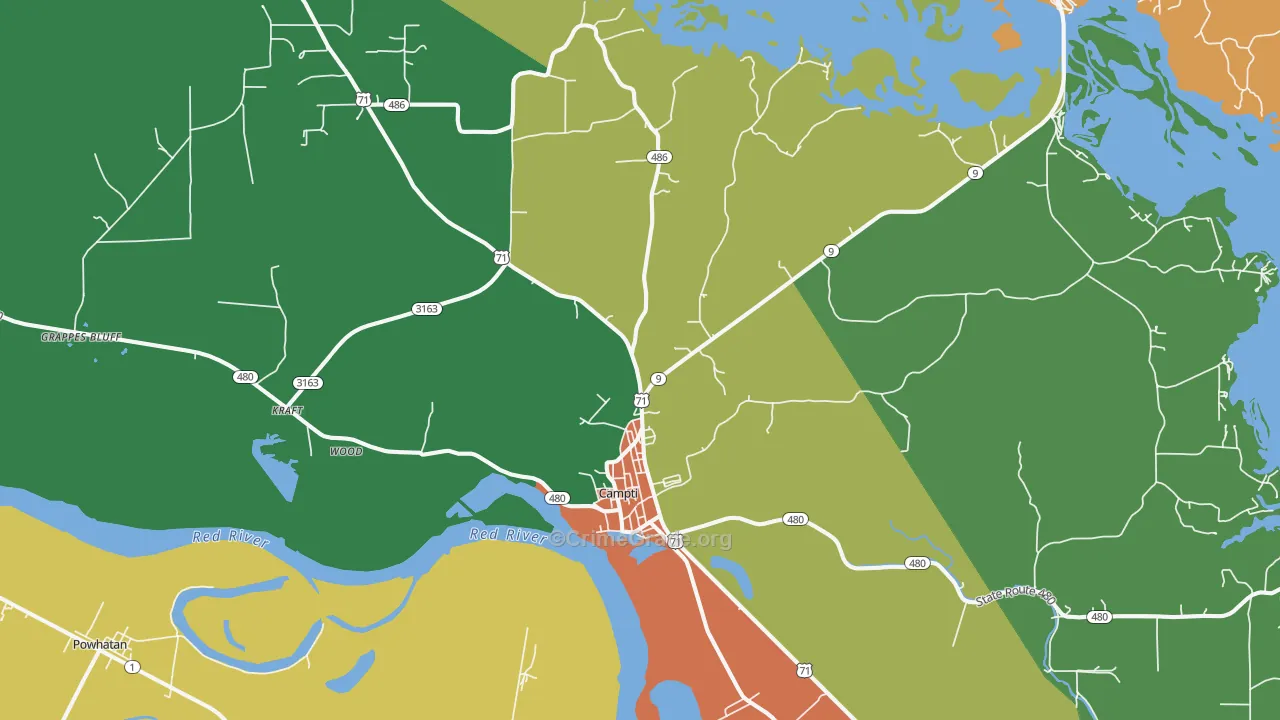Campti, LA Map of Assault Rates