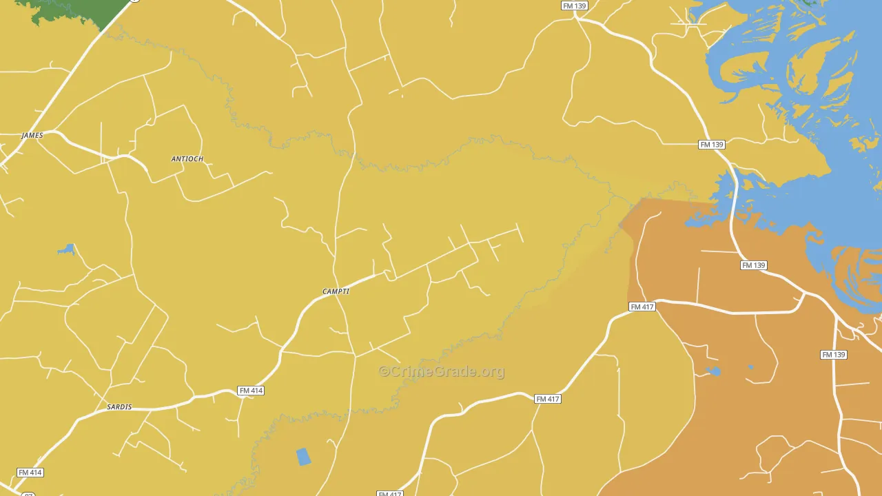 Campti, TX Map of Assault Rates