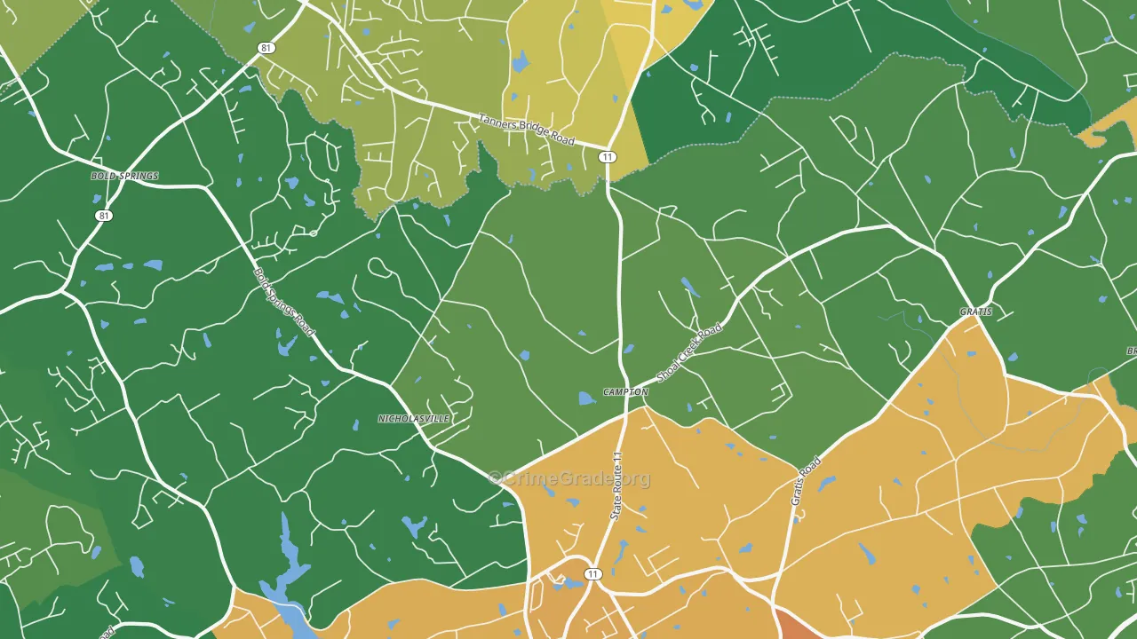 Campton, GA Map of Assault Rates