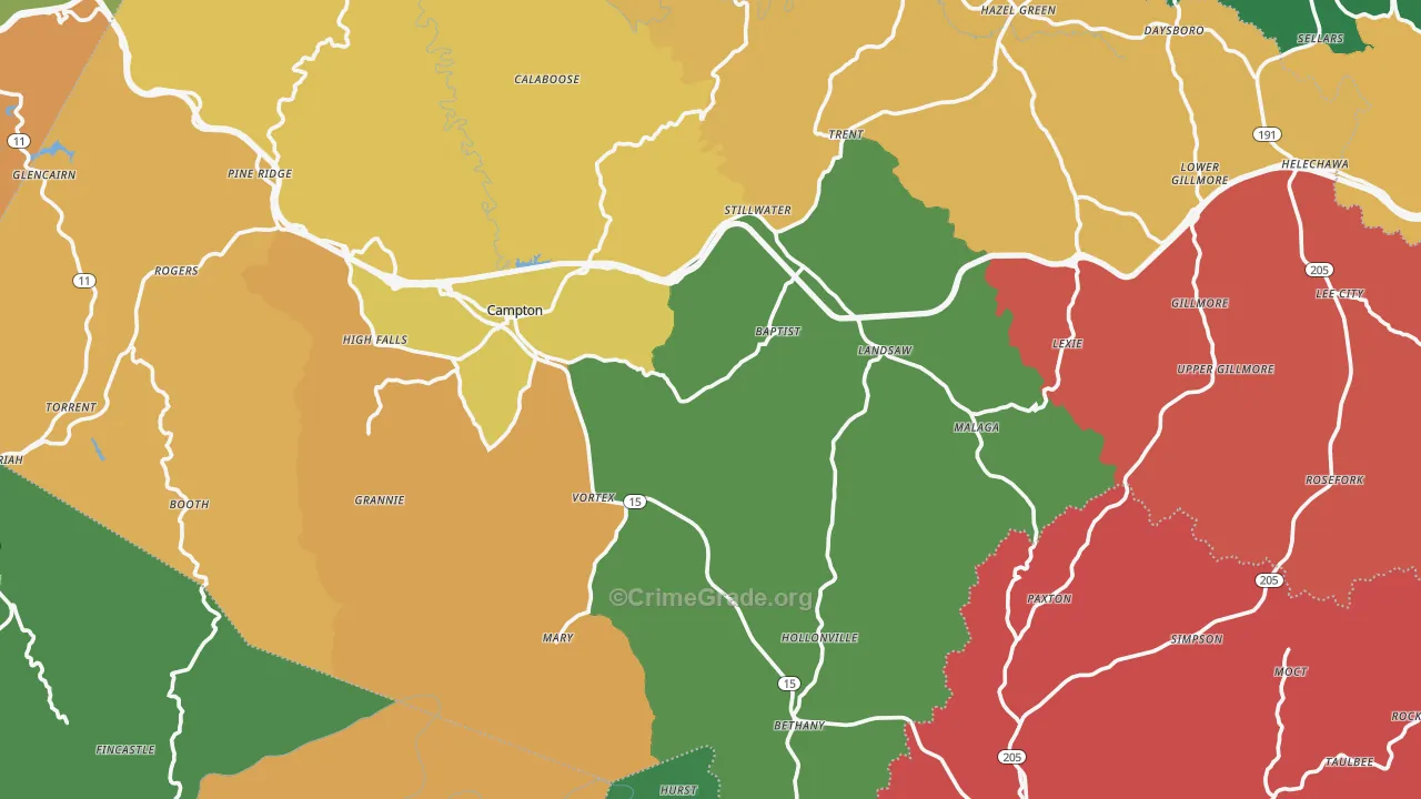 Campton, KY Map of Assault Rates