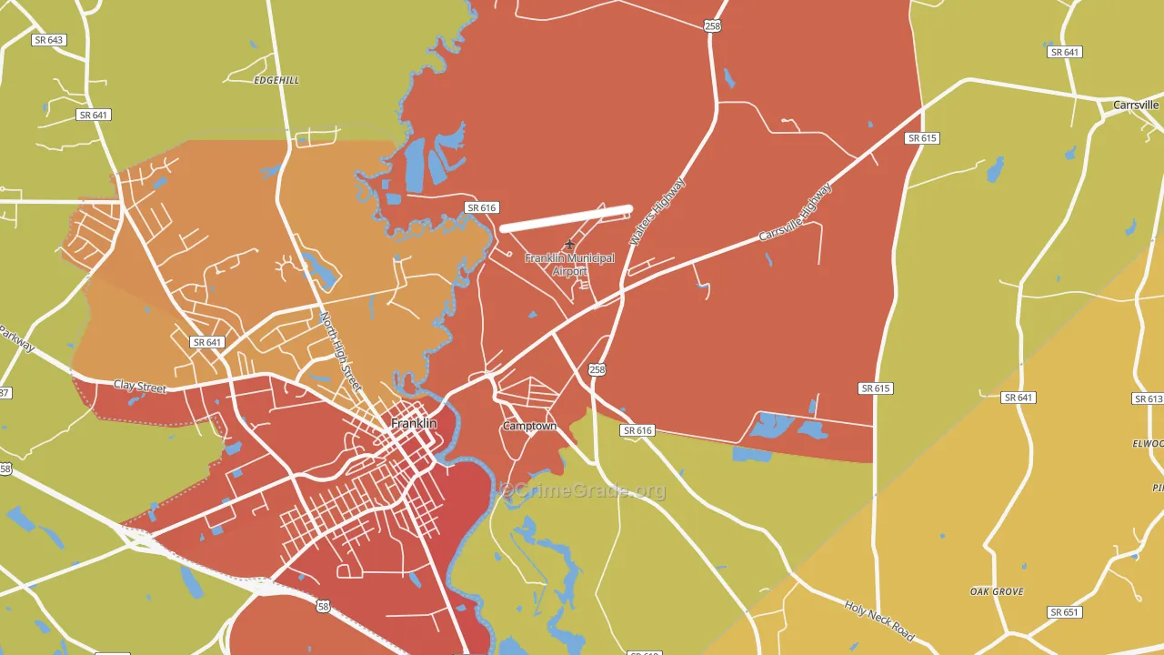 Camptown, VA Map of Assault Rates