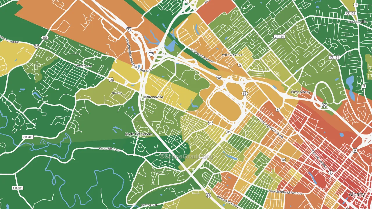 Campus Area, Albany, NY Map of Assault Rates
