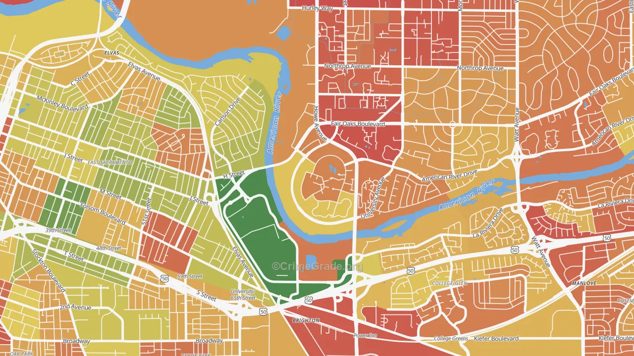 Campus Commons, Sacramento, CA Map of Assault Rates