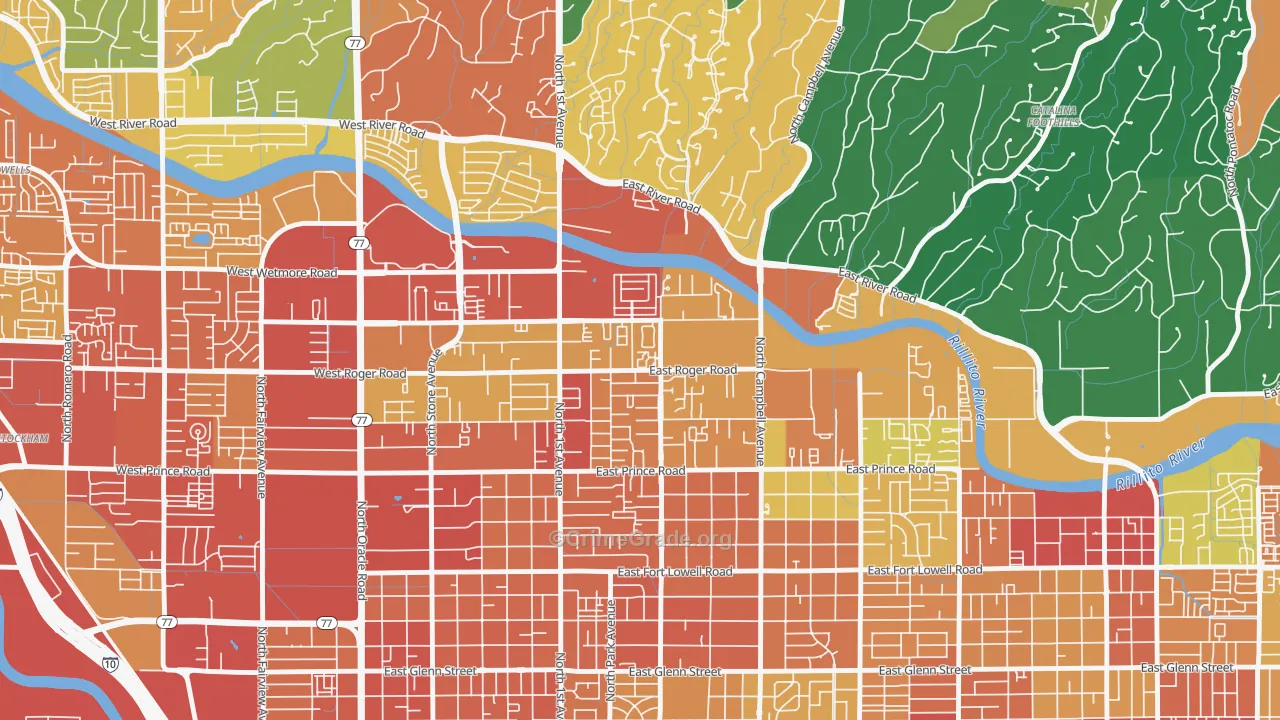 Campus Farm, Tucson, AZ Map of Assault Rates