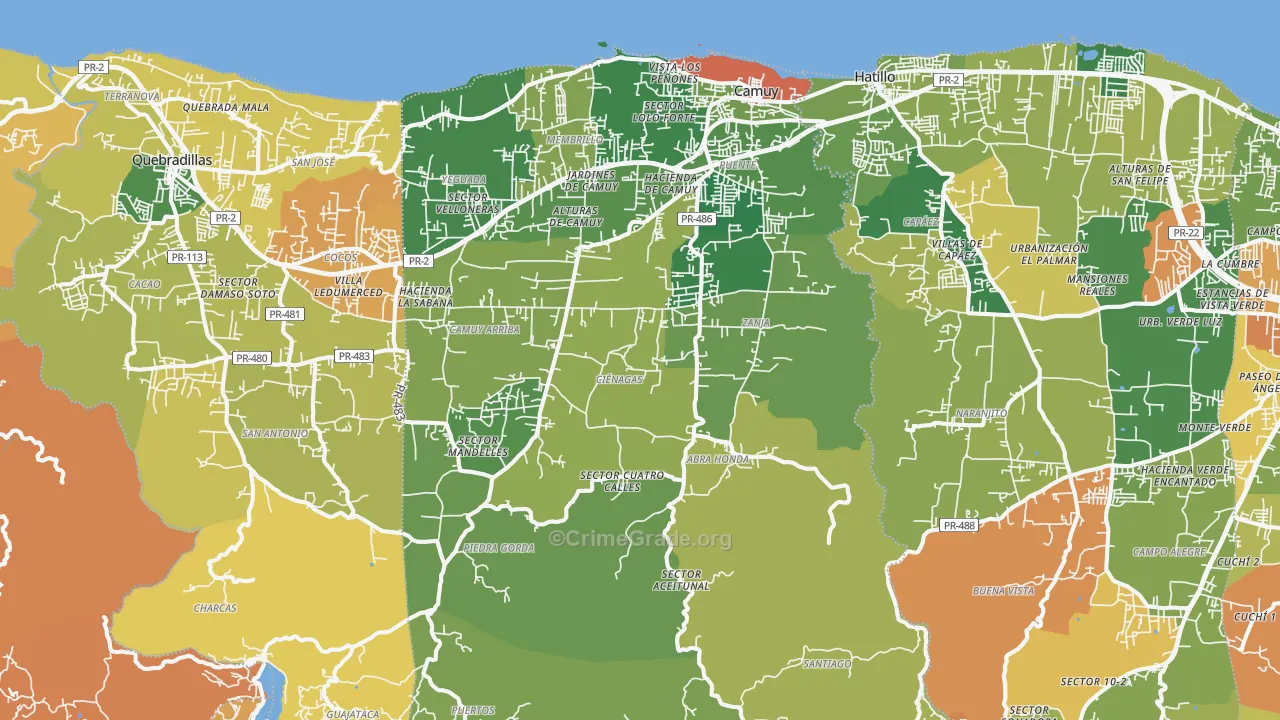 Camuy Municipio, PR Map of Assault Rates
