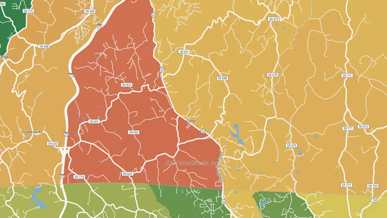 Cana, VA Map of Assault Rates