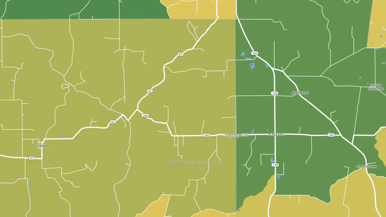 Canaan, IN Map of Assault Rates